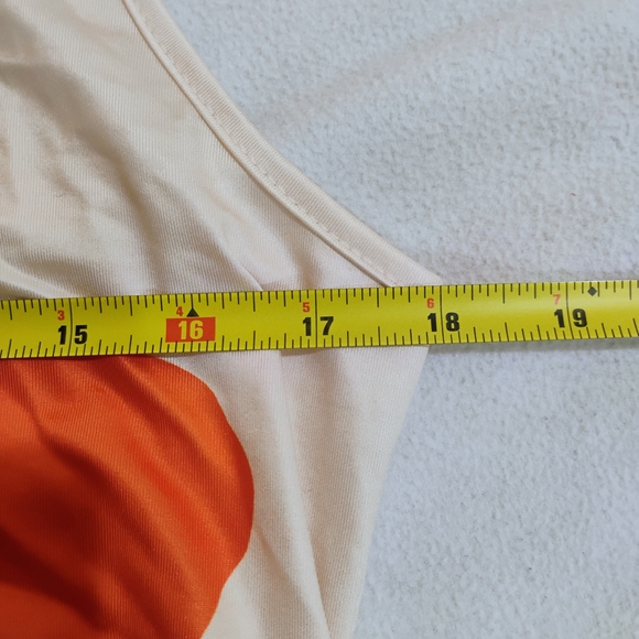 Floral Sleeveless Tank Top - Cream and Orange - Picture 6 of 7